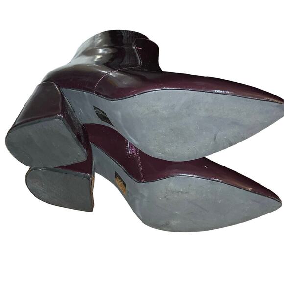 Jeffrey Campbell Ankle Booties Sz.8 Plum Block Heel patent leather Shine VGUC - Picture 4 of 15